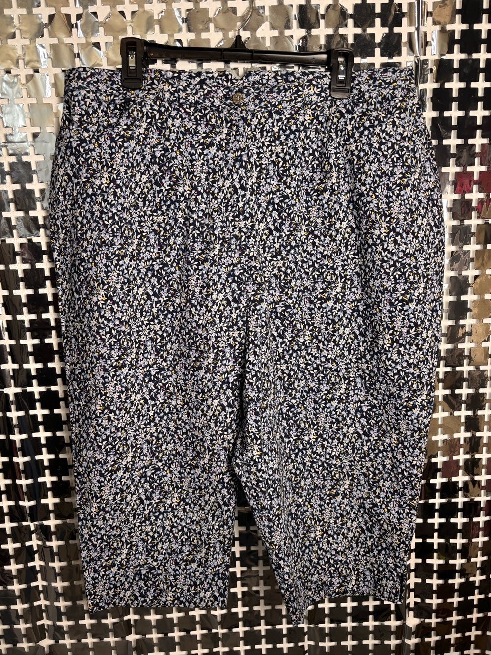 Liz Claiborne Navy and White Floral Chinos